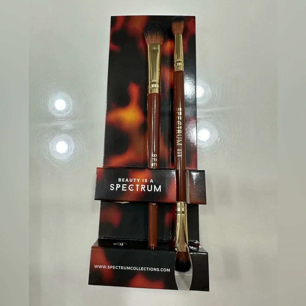 🌺 2/$20 NEW Spectrum Collections Pantherine 2 Piece Eye & Face Makeup Brush Set